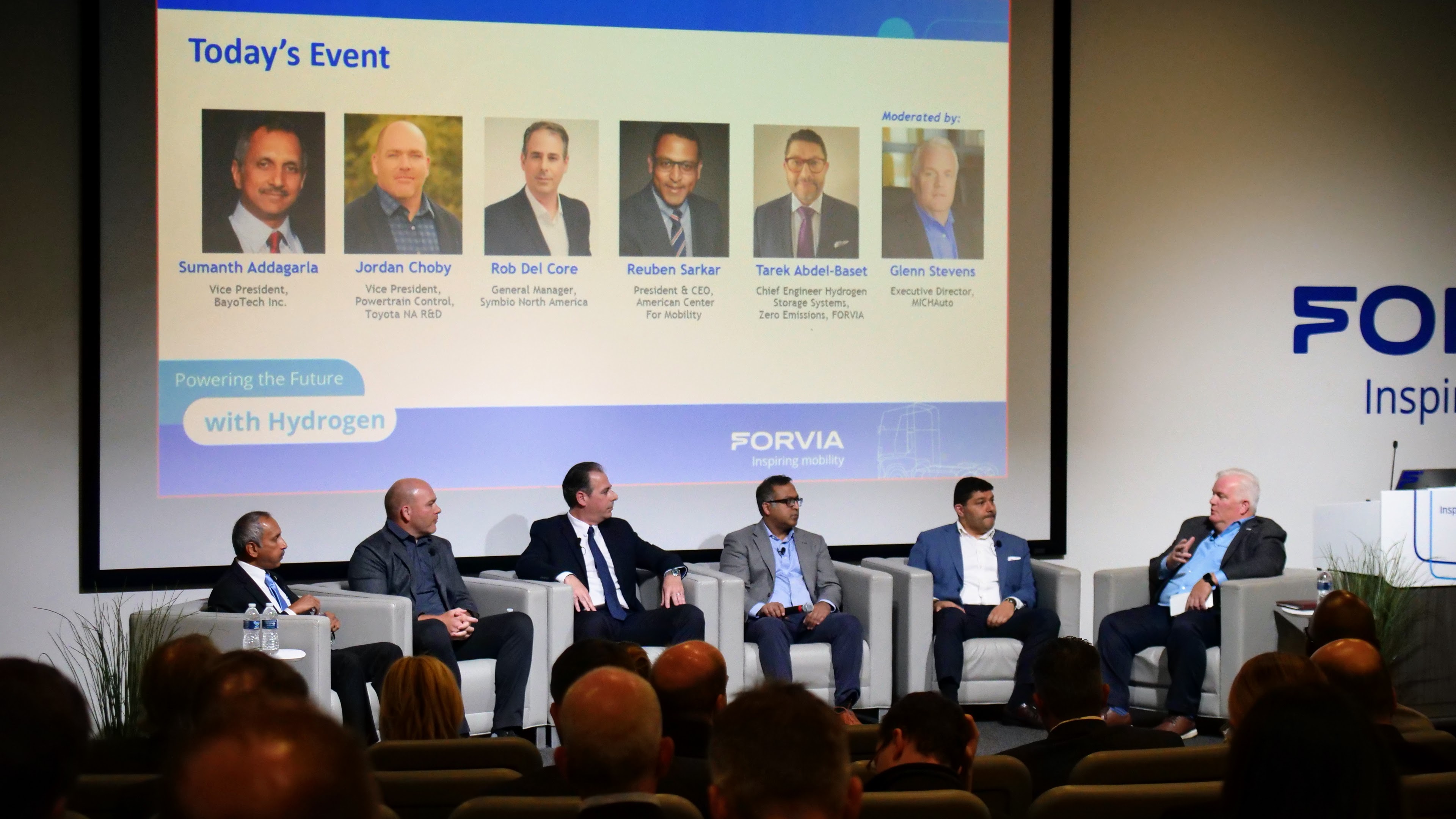 Panelists on stage at Powering the Future with Hydrogen panel